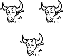 Three Minotaur heads as occurring on the Cooijmans familiy coat of arms.